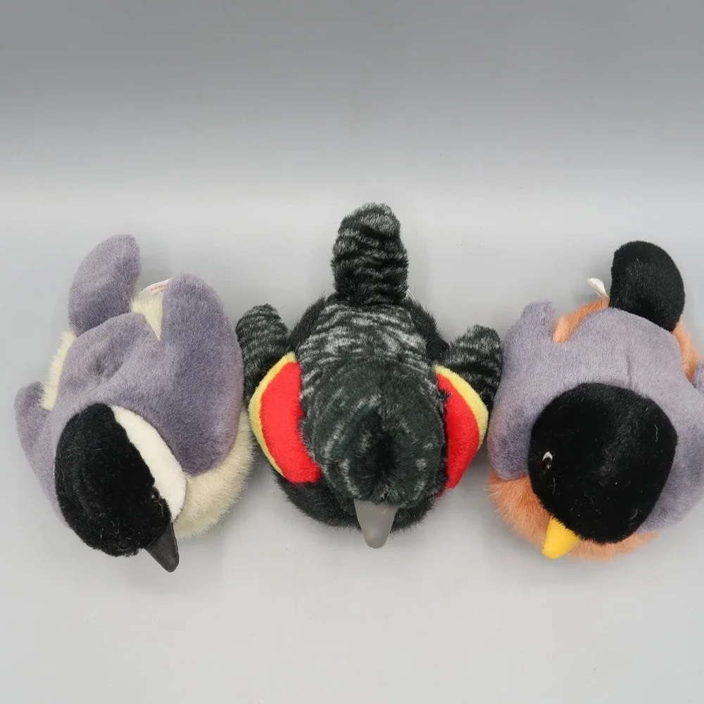 Wild Republic Audubon K&M Plush Toy Bird lot Red Wing Robin Chickadee with sound